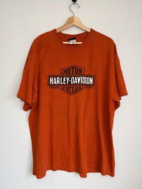HARLEY DAVIDSON Mens 2XL Orange Short Sleeve Orlando Florida Causal TShirt F18